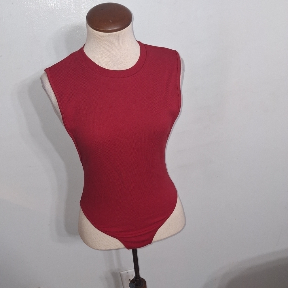 Deep Red Sleeveless Bodysuit- W Sz Small